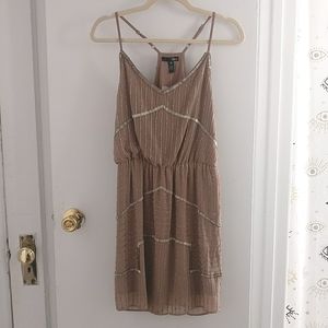 Aqua Brand Taupe Beaded Party Dress